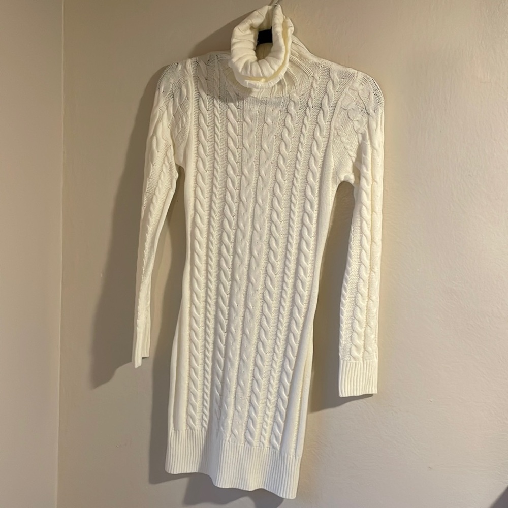 White sweater dress